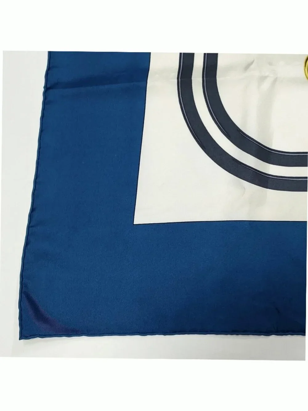 Authentic Hermès Brides de Gala Silk Scarf Blue Gold Equestrian Print Square 90 - Picture 7 of 10